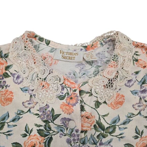 Victoria's Secret Top Vintage VTG Women's Small Floral 100% Cotton Embroidered C - Picture 3 of 6